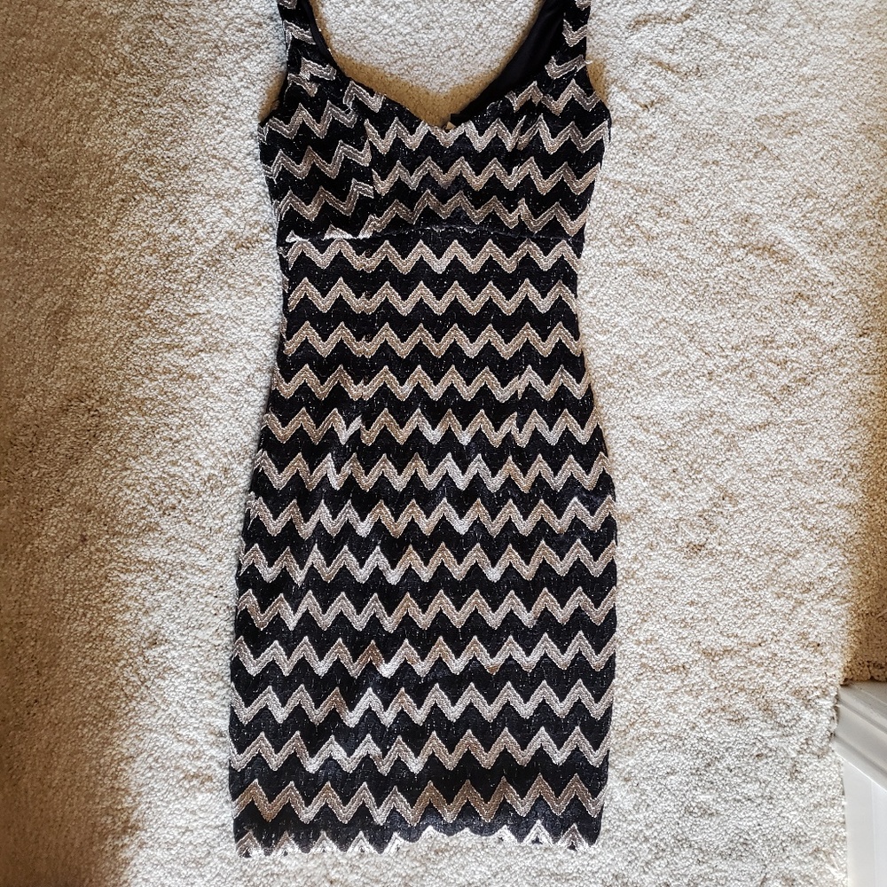 Black and gold Chevron dress